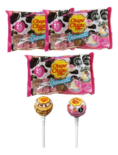 Chupa Chups 75pz Paleta Helado Fresas Crema Choco Vainilla