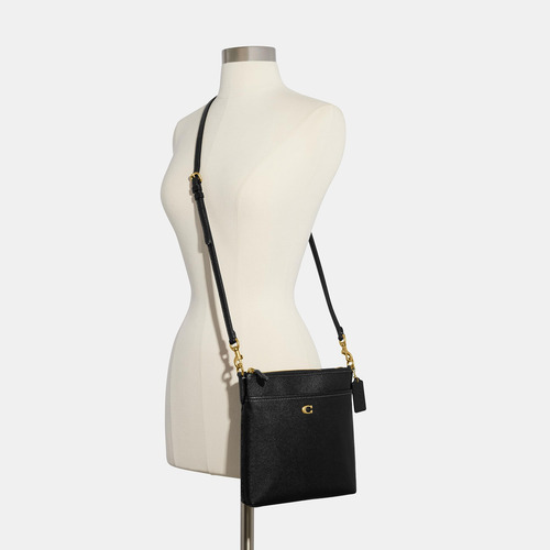 Bolsa Messenger Coach Cross Grain Leather Kitt Preta