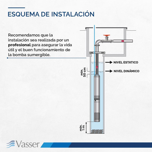 Imagen 6 de 12 de Bomba Sumergible Pozo Vasser Bs4 100 4 Pulgadas1hp 55mts 1 H