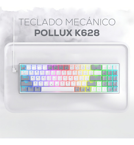 Teclado para jogadores inglês com fio Redragon Pollux K628 branco/cinza. Rgb