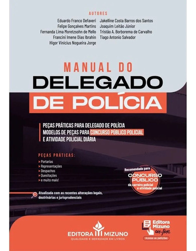 Manual Do Delegado De Polícia - 2025, De Defaveri, Eduardo Franco | Salvador, Tiago Antonio. Editorial Jh Mizuno, Capa Mole, Edição 1a Edição Em Português, 2025