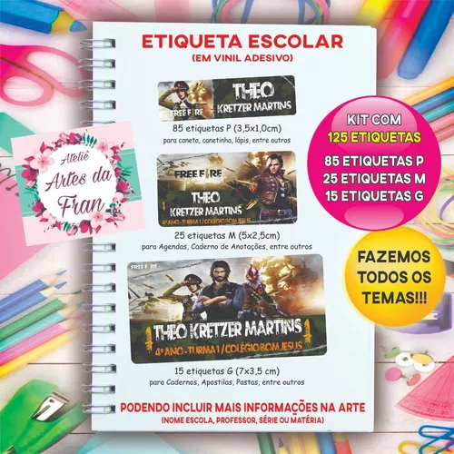 Etiqueta Escolar Free Fire