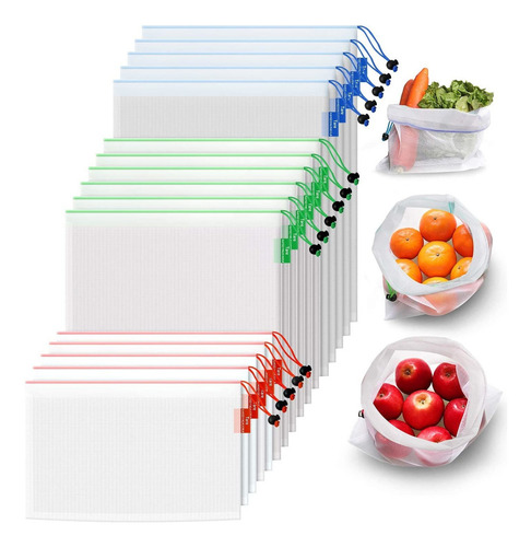 Y Sacos De Frutas Reutilizáveis De 16 Peças De Sacos De