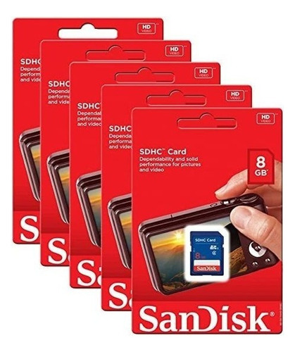 Paquete De 5 Sandisk 8 Gb 8 Gb Sd Sdhc Clase 4 Tarjeta De Me