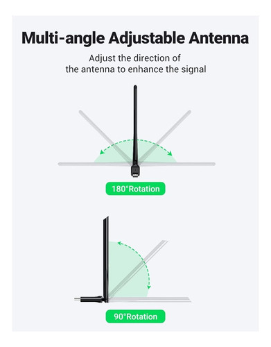 Adaptador Antena Usb Wifi Inalámbrico Ac650 Doble Banda 6dbi