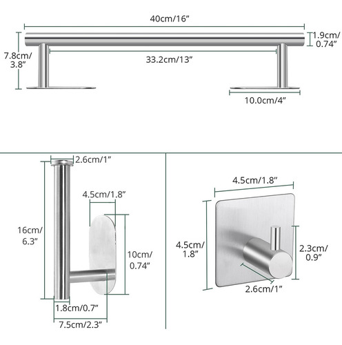 Barra De Toalla Auto Adhesiva, Juego De Hardware De Baño De
