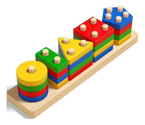 Bloque Montessori Madera Con Forma Geométrica Cinco Co