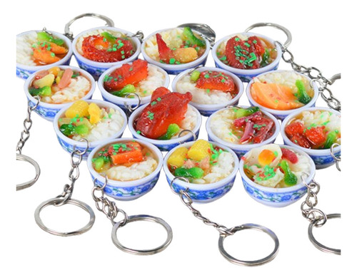 Llavero Con Tapa De Comida Simulada, Cuchara De Arroz, Comid