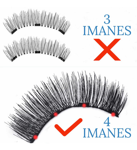 Imagen 2 de 6 de Pestañas Magneticas Con 4 Imanes + Gratis Pinza Magnetica