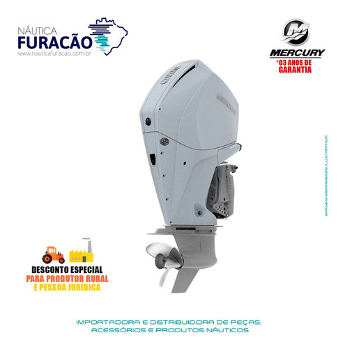 Motor De Popa Mercury 4 Tempos 250hp Xl V8 Dts Branco