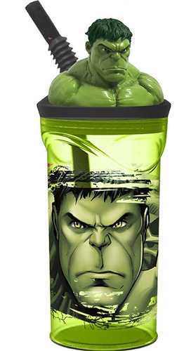 Imagen 1 de 1 de Vaso Hulk Con Figura En 3d Licencia Original Sp466