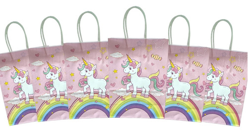 Bolsas Kraft Para Sorpresa Unicornio 6 Unidades