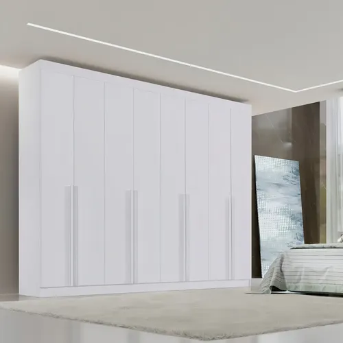 Guarda-roupa Casal MDF 8 Portas Branco Império D'Doro Moderno
