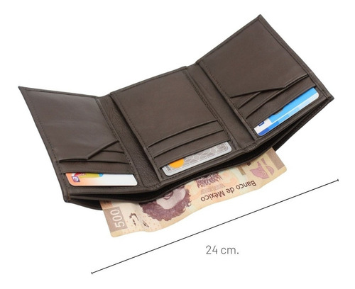 Cartera Billetera Piel Cuero Caballero Casual Triple Chocolate
