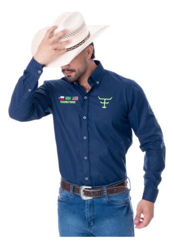 Camisa Competição Masculina Texas Farm Azul Marinho 02