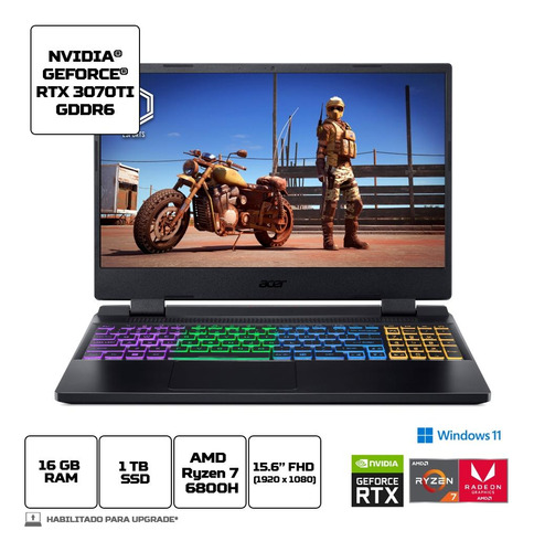 Notebook Nitro 5 An515-46-r5wf R7 W11 16 1tb Rtx3070ti 15,6