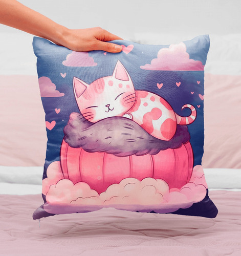 Souvenir Cumplea 5 Almohadas 25x25 Cm Gato Gatitos Acuarela