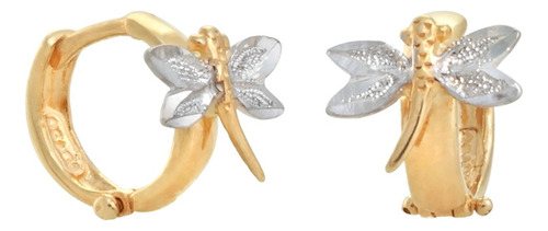 Brinco Libélula De Argola Com Trava Em Ouro 18k