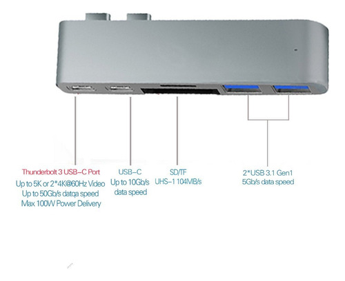 C Hub Usb, Sunteck Macbook Pro Con Adaptador Tipo C De Paso