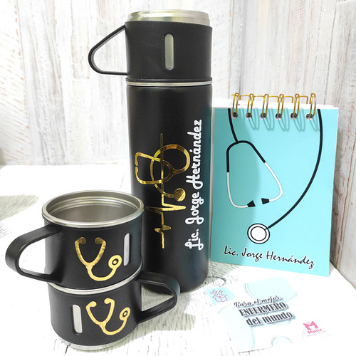 Termo + Tazas + Libreta - Regalos Personalizados Enfermería