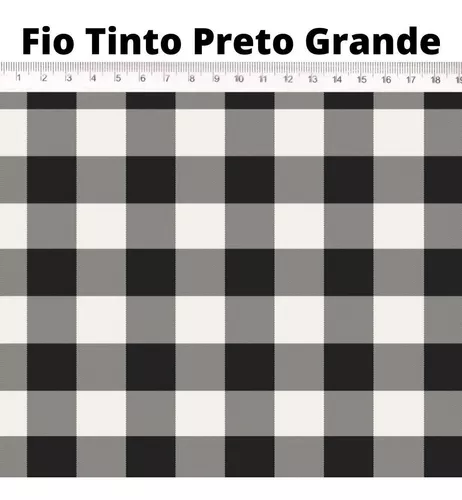 Tecido Fio Tinto Xadrez Vichy 1,0cm Preto - Fernando Maluhy - Tricochetando