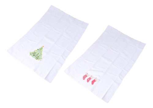 2 Piezas De Navidad Bordado Toalla De Navidad De Algodón Car