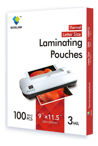 Bolsas De Laminacion Termica, 3 Mil, Tamano De Carta, 9 × 11