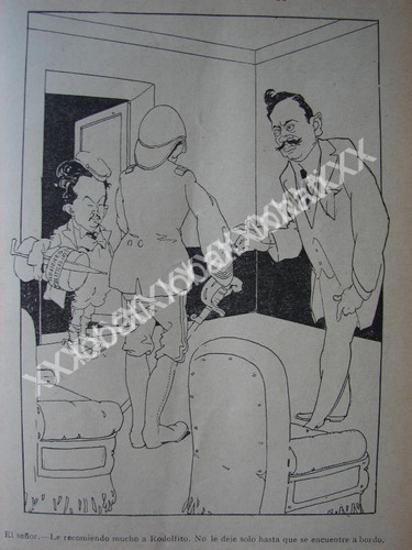 Caricatura Antigua 1914. Pancho Villa Y Rodolfo Rierro
