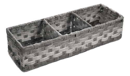 Cesta Multiusos De Mimbre De Plástico Tejida A Mano Con Divi