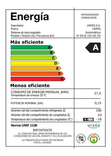 Heladeras Heladera Refrigerador Frio Seco James J300 B Fama