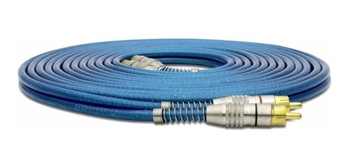 Imagem 4 de 10 de Kit 1 Cabo Rca 5 Metros Blindado + 2 Y Macho Azul Tech One