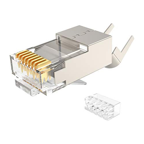 Aucas, Conector Cat7 Rj45, Blindado De Metal, Chapado En Oro