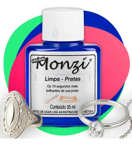 Limpa Pratas Monzi 35ml Original Brilho Em Anel Aliança Jóia
