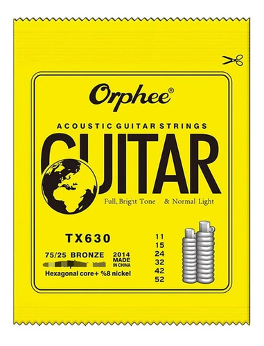 Imagen 1 de 1 de Cuerdas Para Guitarra Acústica Orphee Tx630 11-52