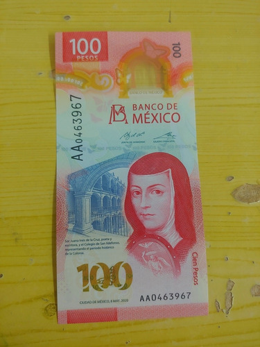 Billete De $100 Pesos Mx Serie Aa 04