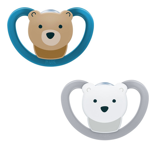 Imagem 1 de 7 de Kit 2 Chupetas Space Boy Ursinho Azul 0 A 6 Meses S1 - Nuk