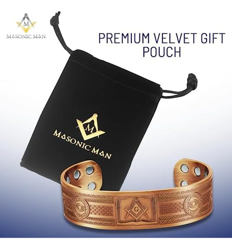 Pulsera Magnética Masonicman Masonic De Cobre Puro Para H
