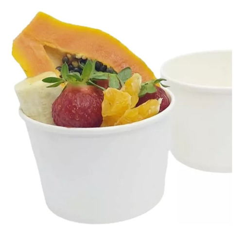 Pote De Papel S/ Tampa 360ml Biodegradável Ecológico C/100un Cor Branco
