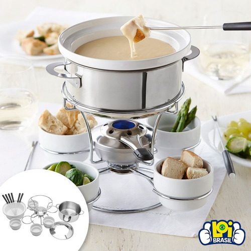 Imagem 6 de 7 de Conjunto De Fondue Em Inox 20 Peças Com Base Giratória Loi