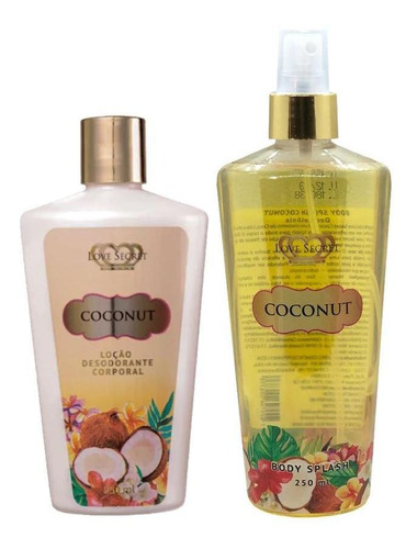  Kit Loção Hidratante + Body Splash Coconut 250ml Love Secret