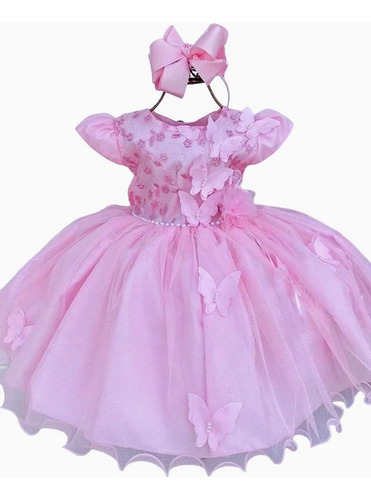 Vestido Princesa Mariposas Para Niña Glamouroso