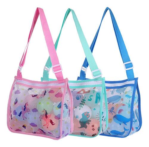 Comelodiant 3 Pcs Bolsa De Playa De Malla Bolsa De Concha Ma