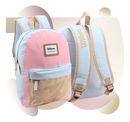 Mochila Wilson Mediana Adulto Casual Minimalista Color Rosa Diseño De La Tela Liso