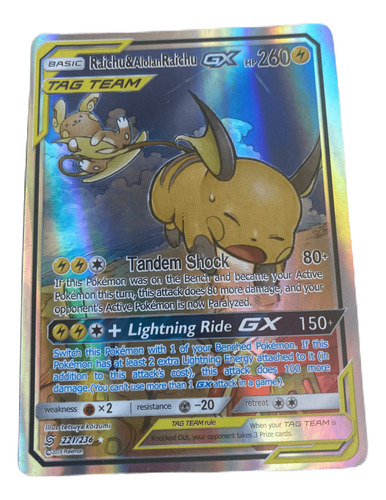 Carta De Pokemon Alternativa Tcg Raichu & Alolan Raichu