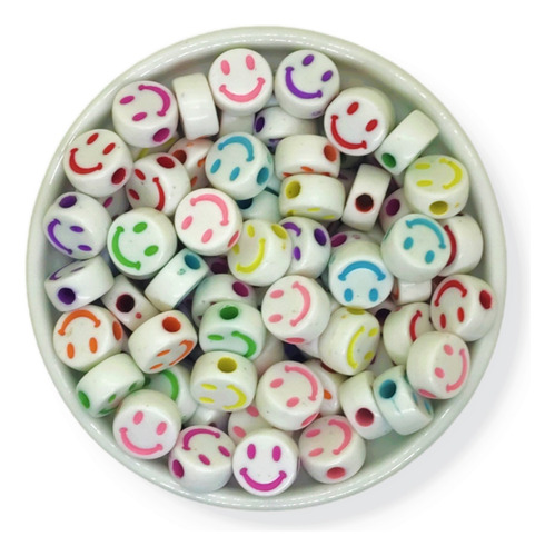 Cara Carita Smile 10mm Blancas Colores 50gr 140u Armar Bijou