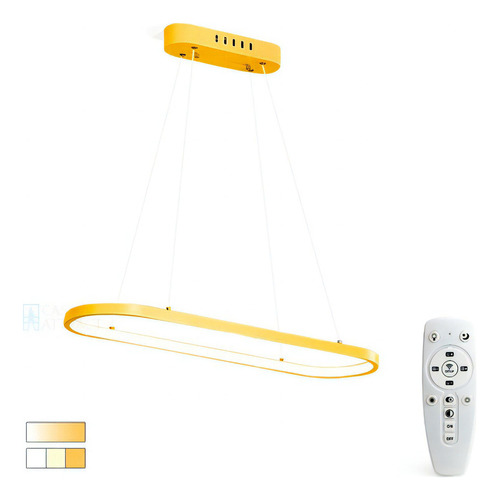 Lustre De Led 36w Oval - Istambul - Dourado Controle Remoto