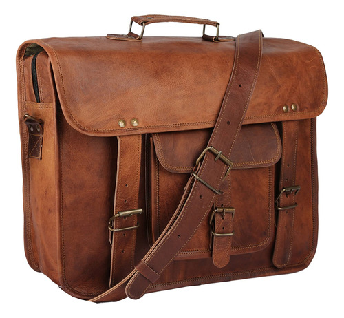 Bolso Bandolera Para Hombre Vintage Laptop Color Marron