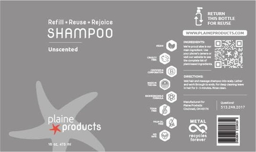 Shampoo Ecológico De Produtos Plaine - Sem Perfume - Sem Sul