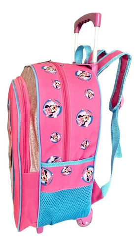Imagem 4 de 10 de Kit Mochila Infantil Minnie Mouse Lisa M Rodinhas Menina F5