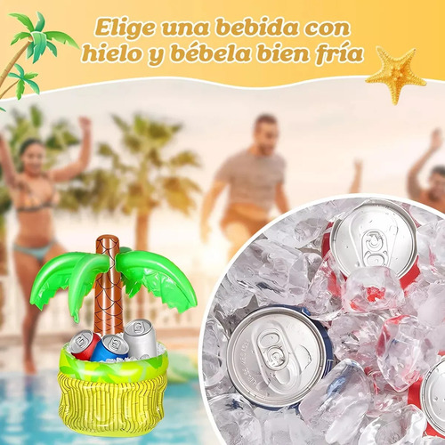 2pz Hielera Inflable Para Albercas Playa Flotadora Fiestas Verde